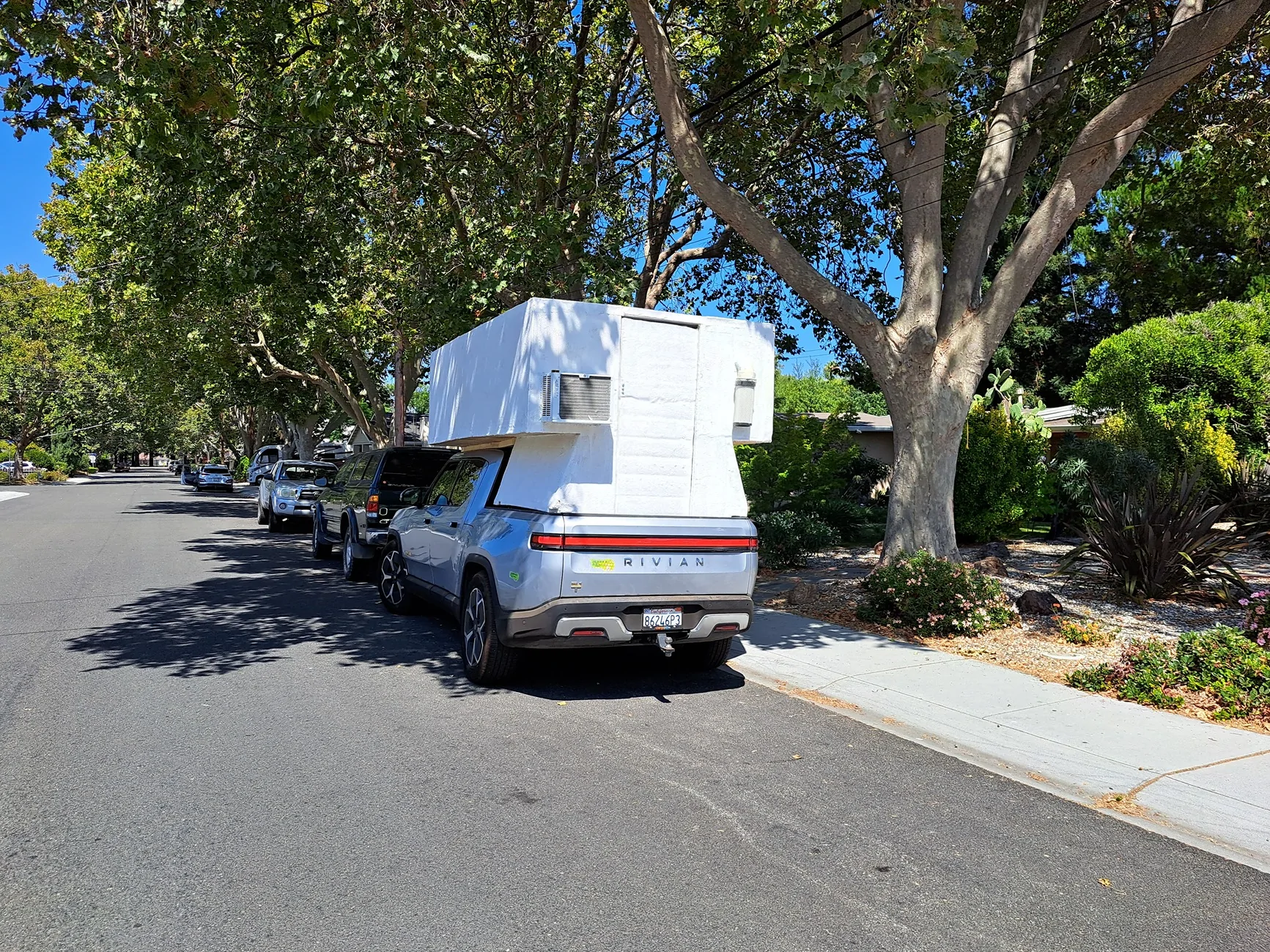 Ranchero EV Pickup Truck What do you think of my camper I built for Burning Man and I have a solar powered trailer to charge 20230825_142956
