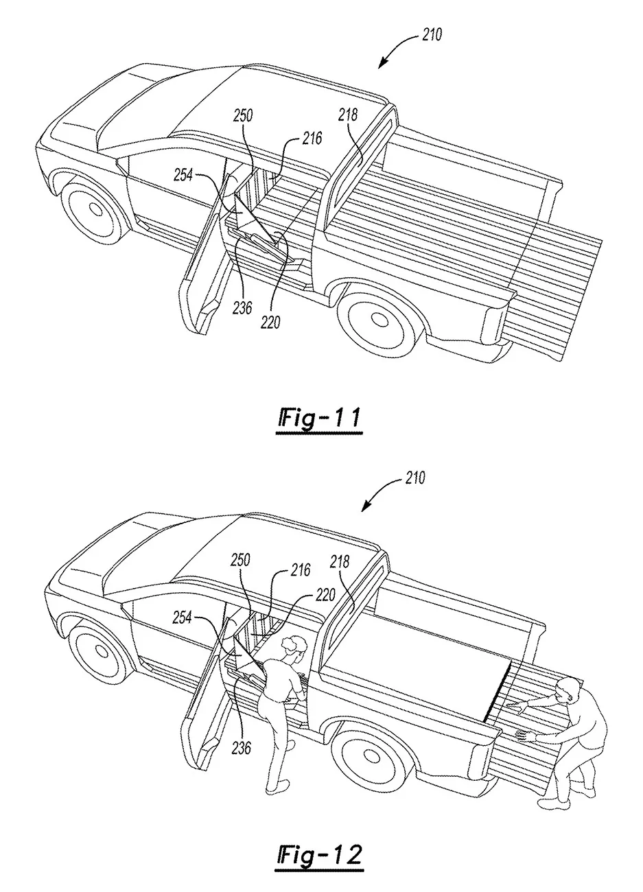 Ranchero EV Pickup Truck Ranchero EV pickup design & passthrough potential preview in patent images anchero EV pickup design & passthrough 1