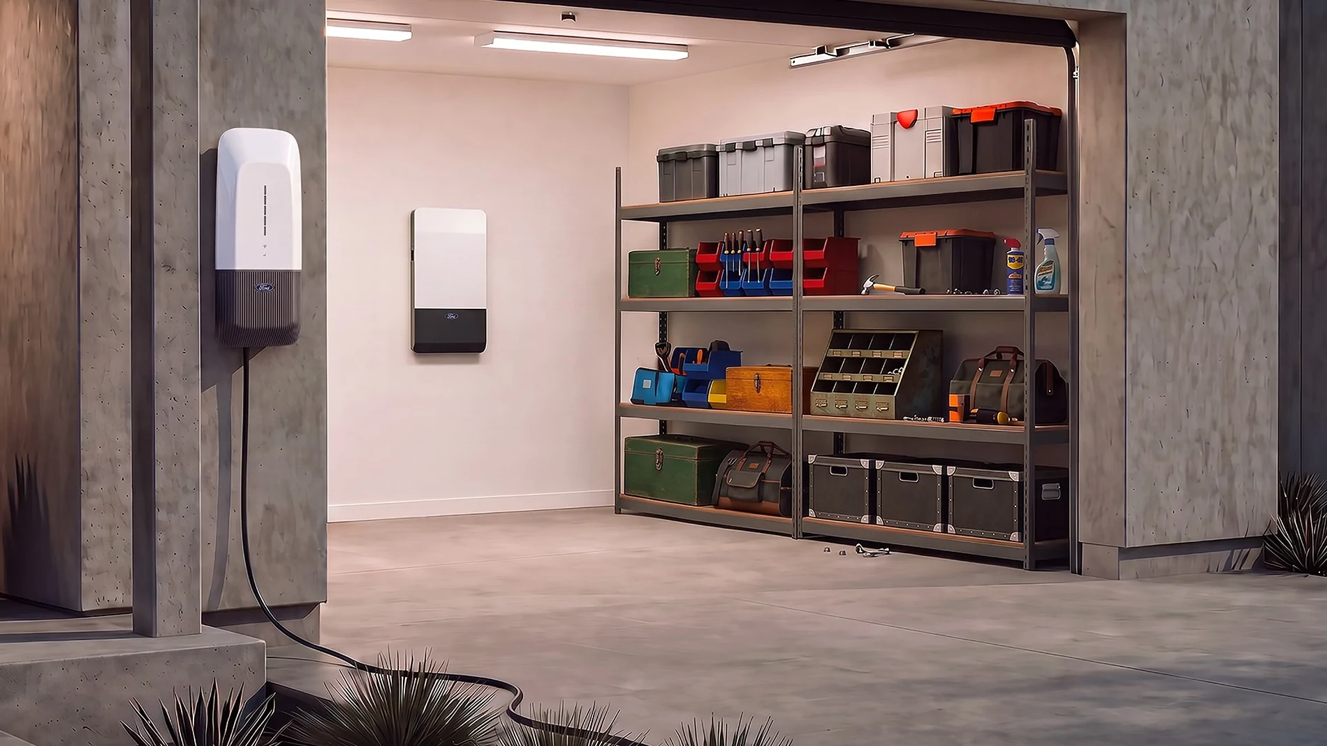 Ranchero EV Pickup Truck Fathom's bidirectional AC power can power your home (V2H) Bidi_Hero_Garage_Mobil
