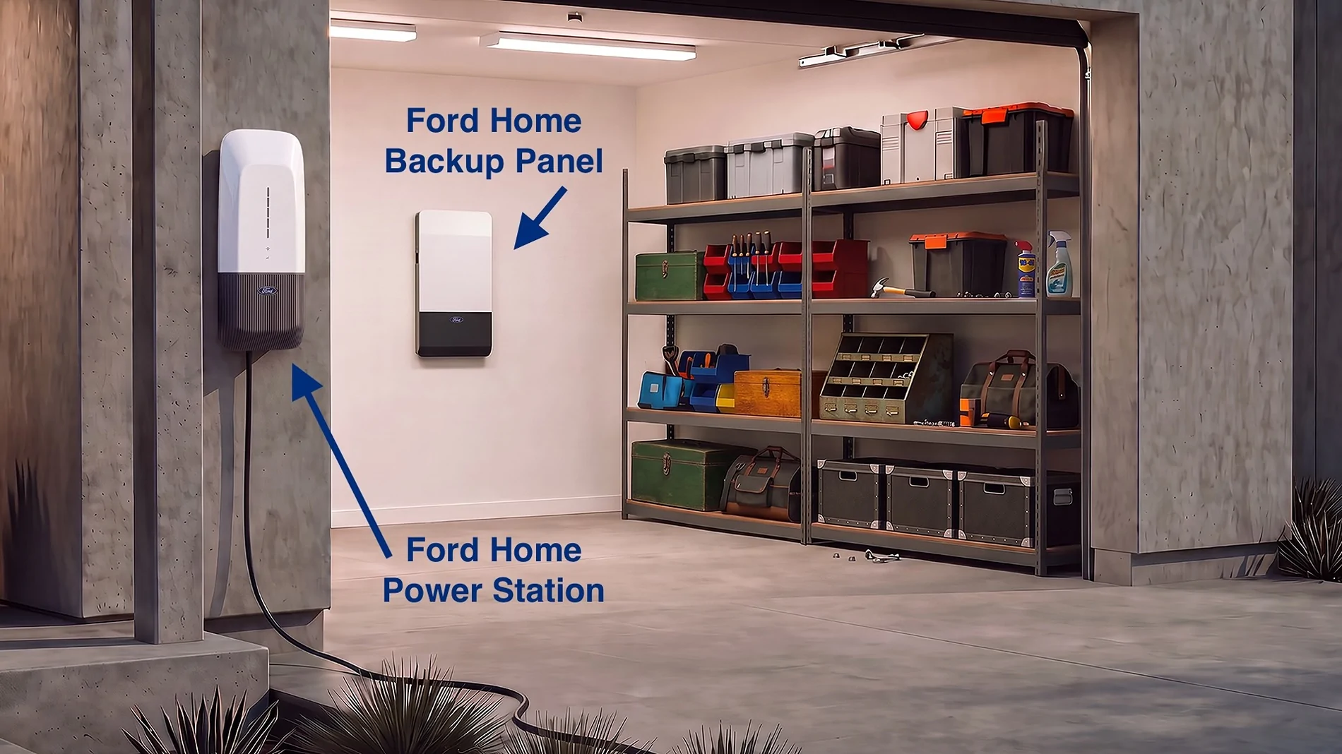 Ranchero EV Pickup Truck Fathom's bidirectional AC power can power your home (V2H) Ford Home Power Station_Ford Home Backup Power Panel_1920x1080
