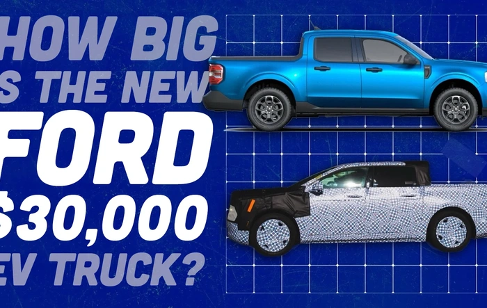 EV Pickup Ranchero vs. Maverick size based on photos (length / height dimensions)